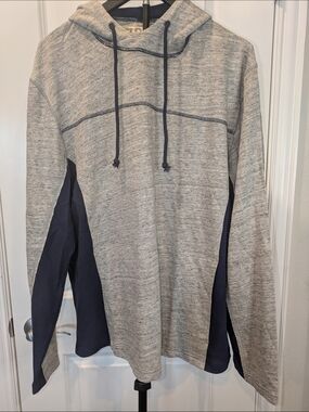 32 Bar Blues Men's XXL Linen Cotton Hoodie Gray Navy Colorblock Pullover